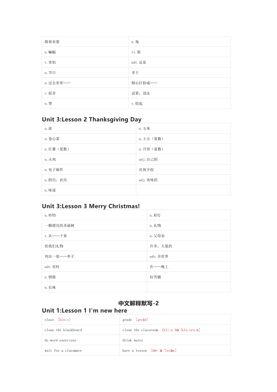 川教版英语六年级上册单词默写表_第3页
