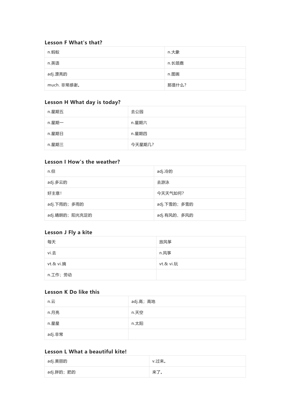 川教版英语三年级下册单词默写表_第2页