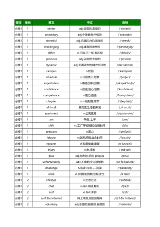 高中新北师大版单词总表
