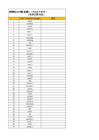 高中英语外研版 必修二（英译汉默写）