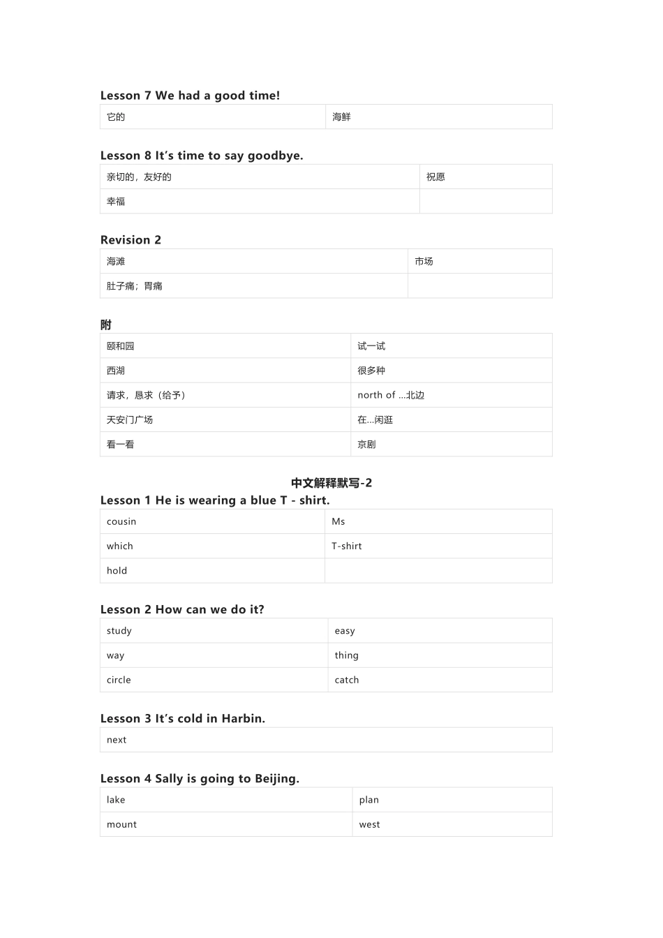 接力版英语六年级下册单词默写表_第2页
