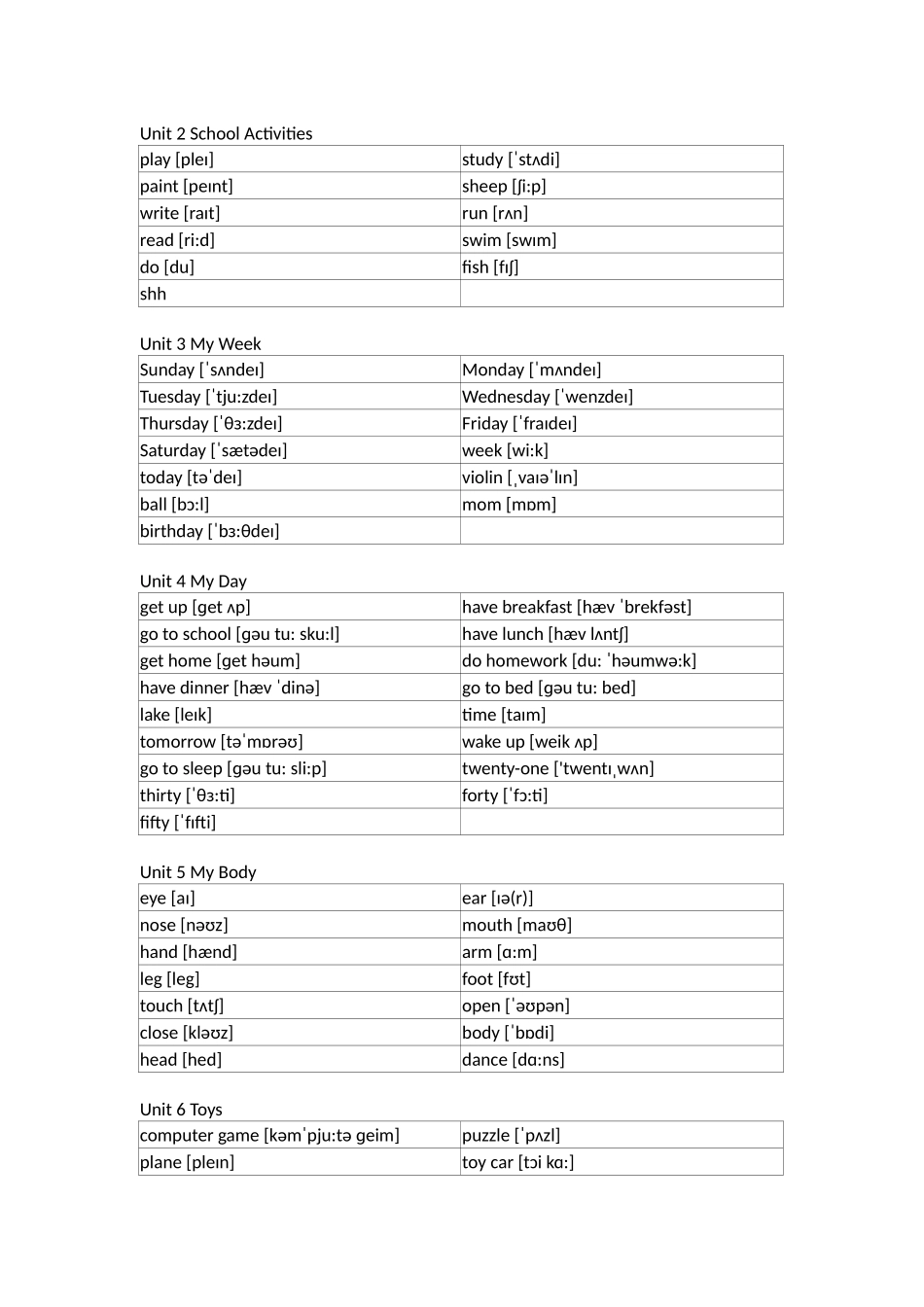 开心版小学英语四年级上册单词默写_第3页