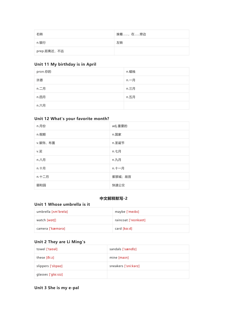 辽师版（三起）英语六年级上册单词默写表_第3页