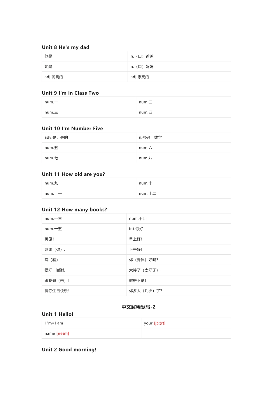 辽师版（三起）英语三年级上册单词默写表_第2页