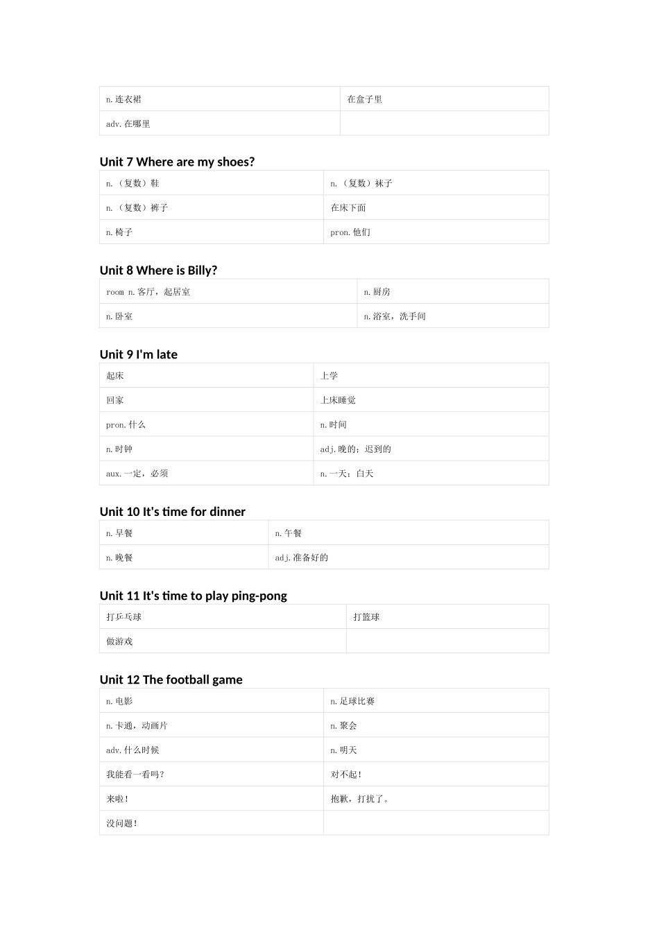 辽师版（三起）英语四年级上册单词默写表_第2页