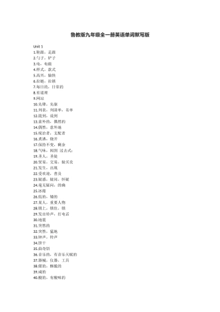 鲁教版九年级全一册英语单词默写表