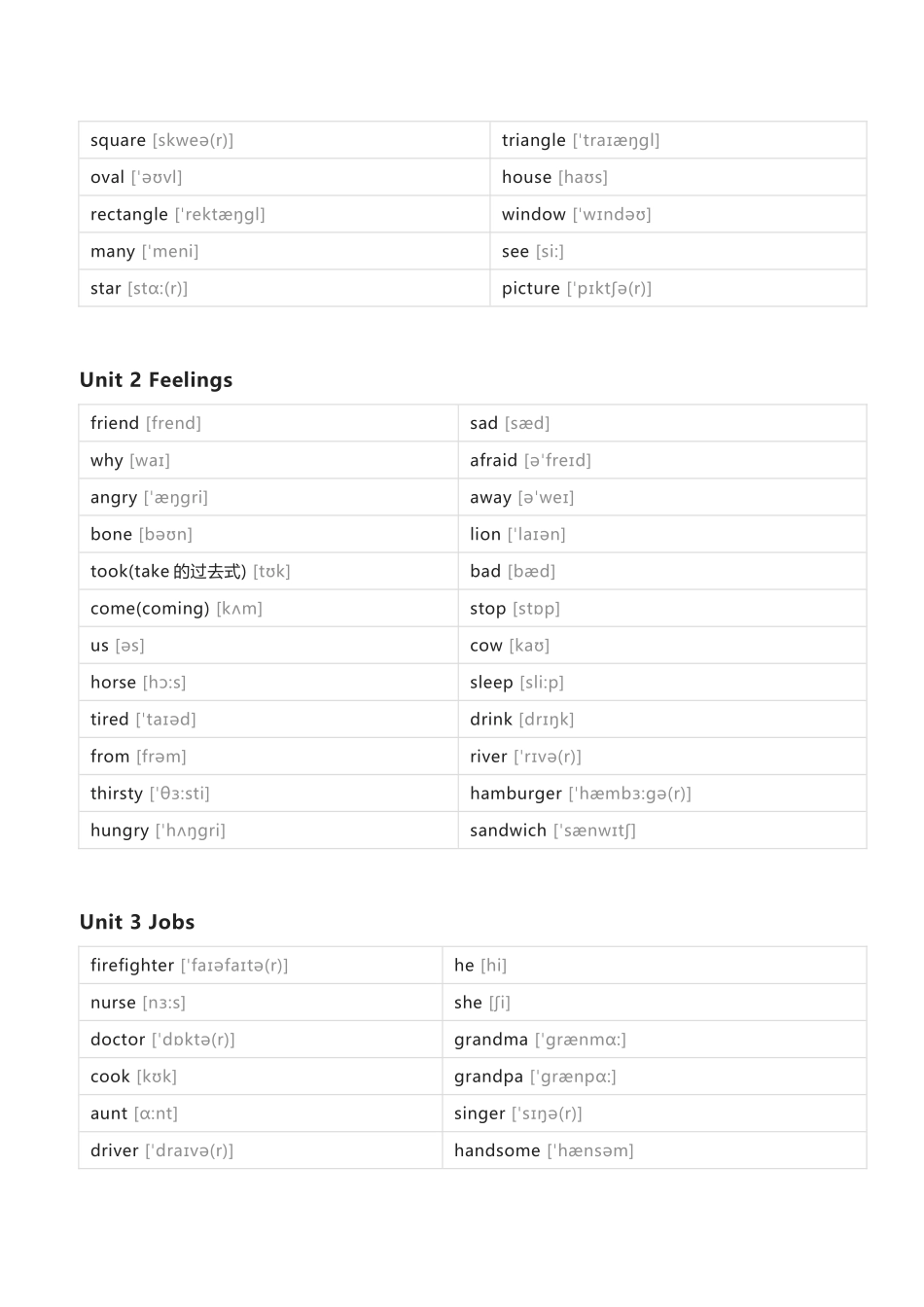 清大版二年级下册英语单词默写_第3页