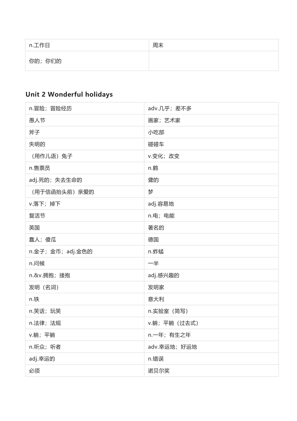 清大版六年级下册英语单词默写_第2页
