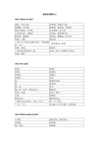 人教PEP版小学英语五年级上册单词默写