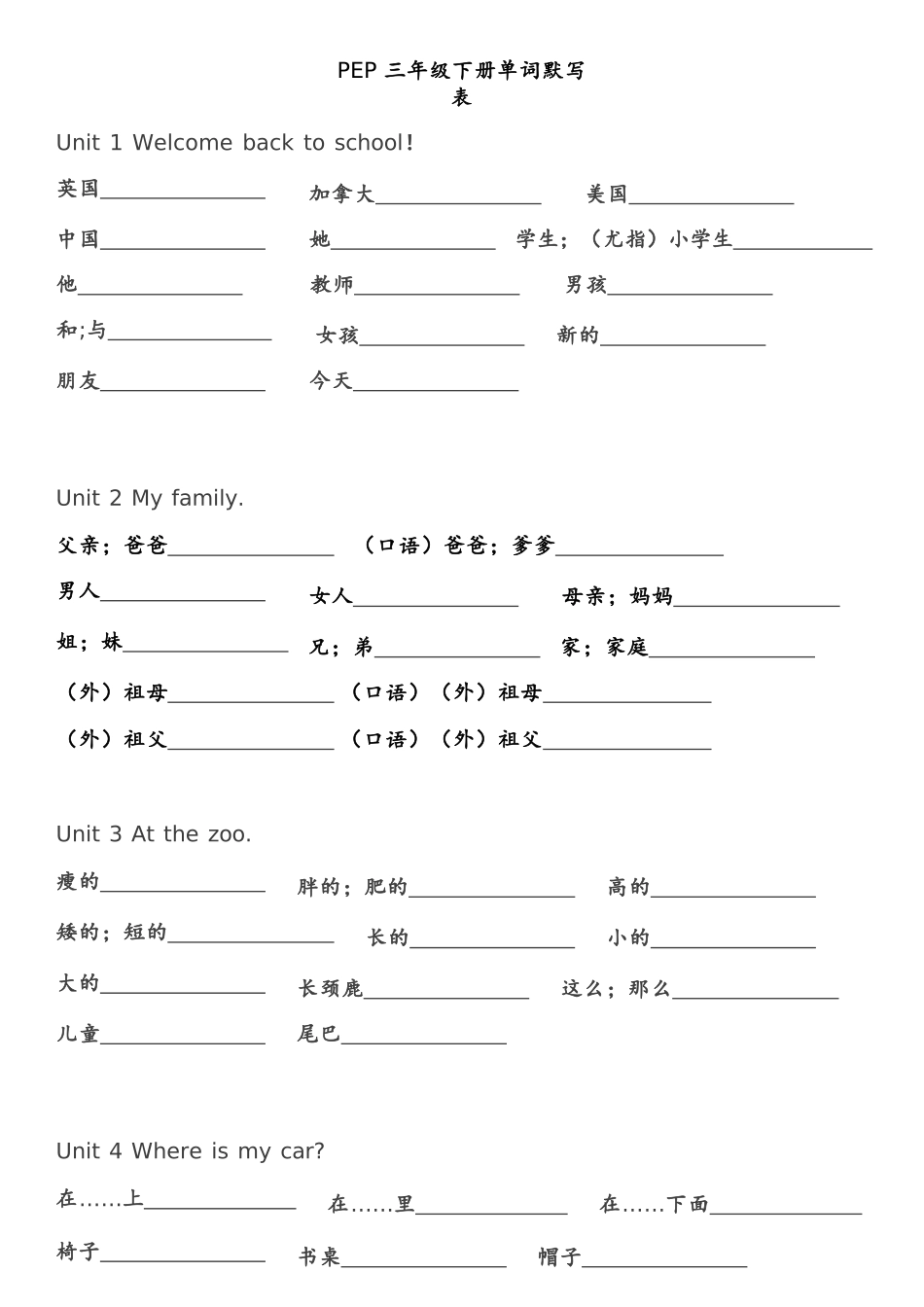 英语单词默写表（三年级上下册）_第3页