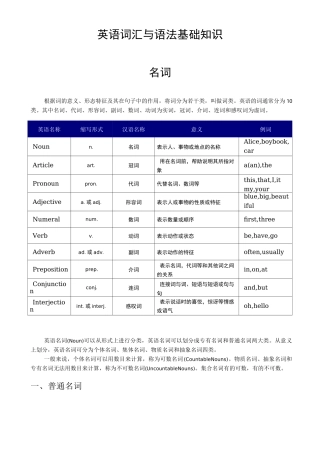 初中英语名词(讲义教师用)