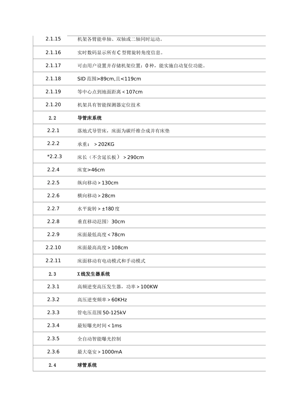 DSA数字减影血管造影X机技术规格_第2页
