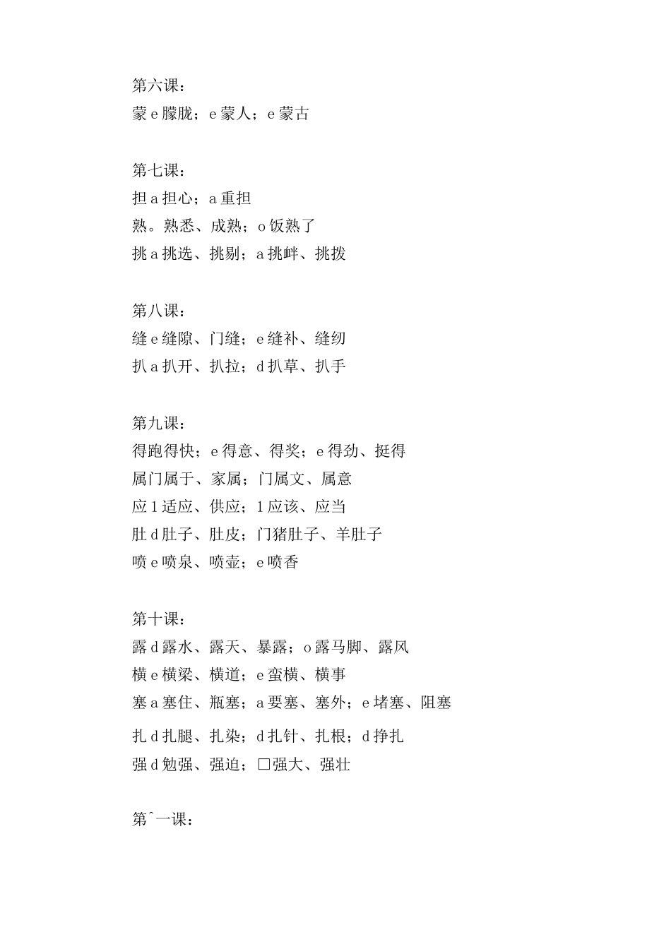 部编版小学五年级语文上册各课多音字_第2页