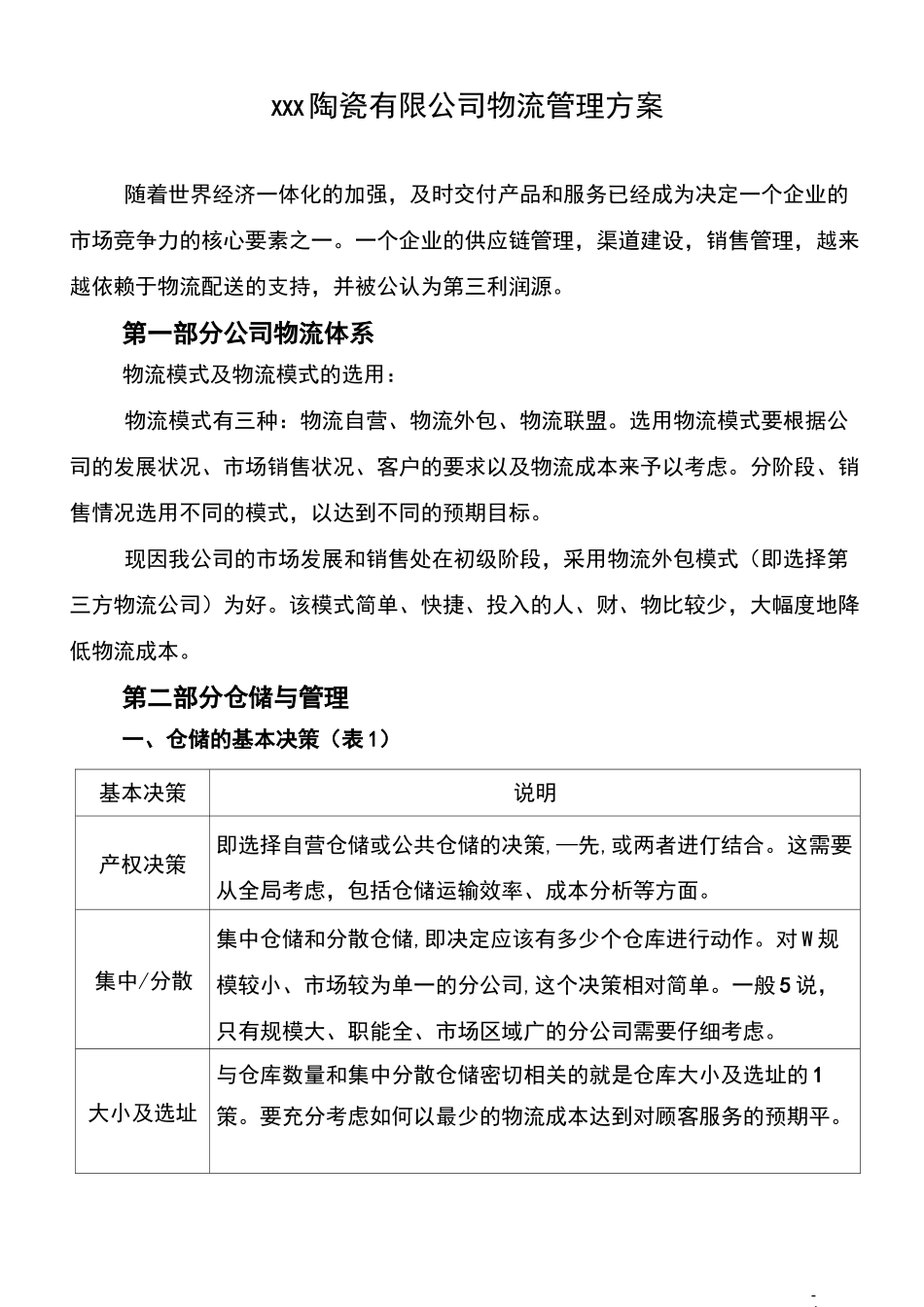 (完整版)公司产品物流配送方案_第1页