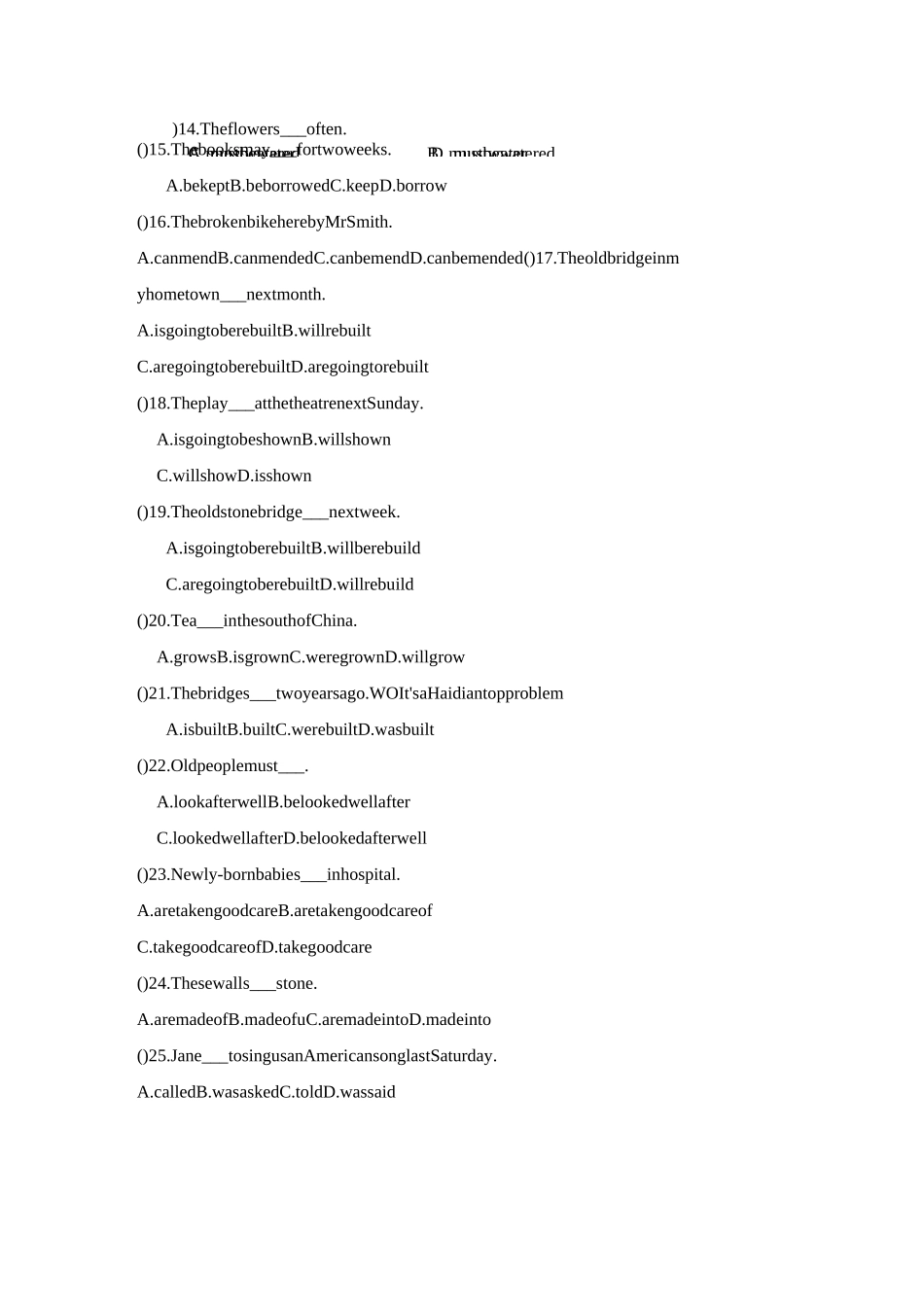中考英语被动语态专练_第2页