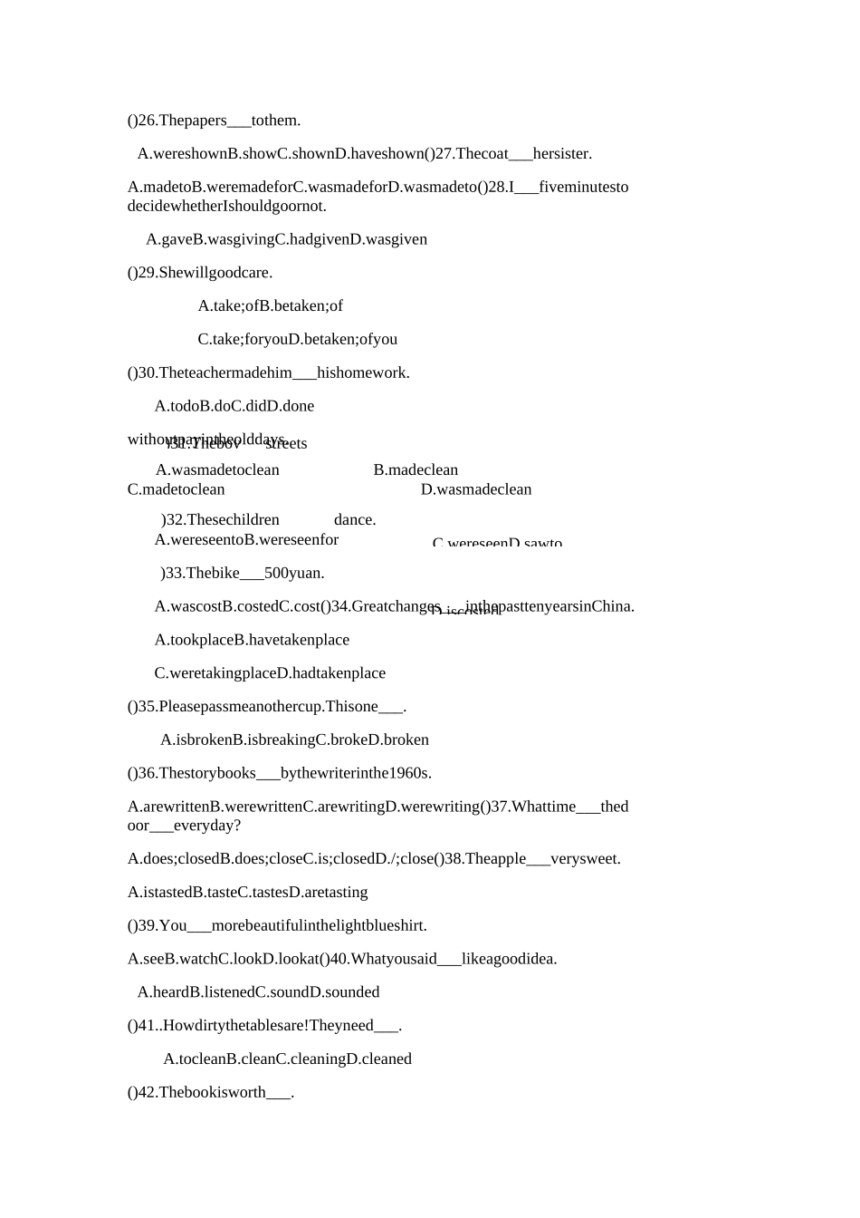 中考英语被动语态专练_第3页