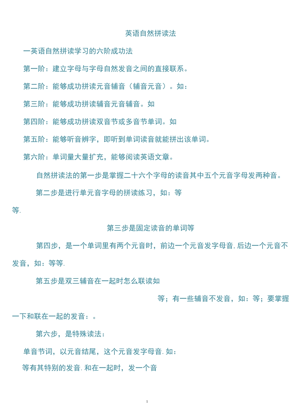 英语自然拼读法及自然拼读练习表(修订版)3_第1页