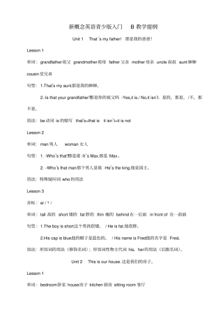 新概念英语青少版入门级B教学提纲