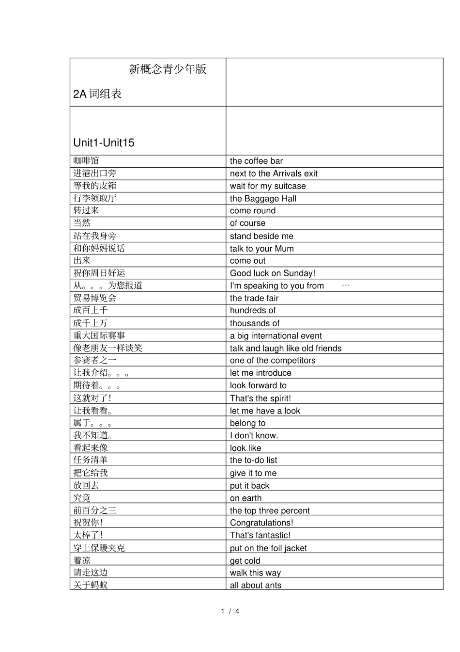 新概念青少A词组表_第1页