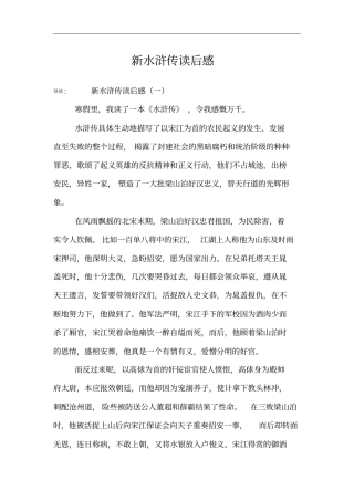 新水浒传读后感