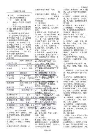 新湘教版八年级初二地理下册知识点归纳
