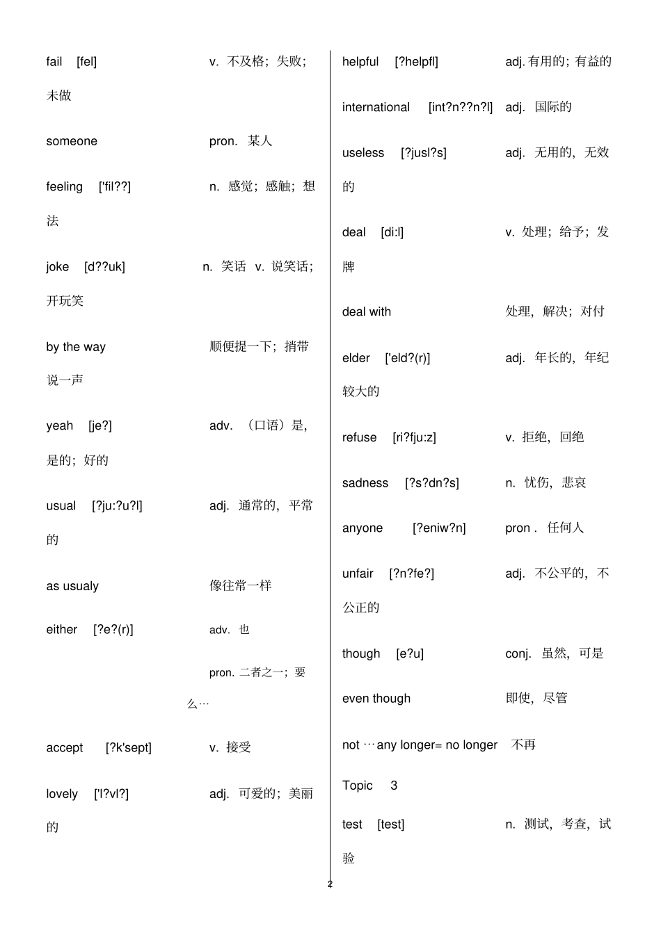 新版2015仁爱版八年级下英语单词背诵默写打印表带音标_第2页