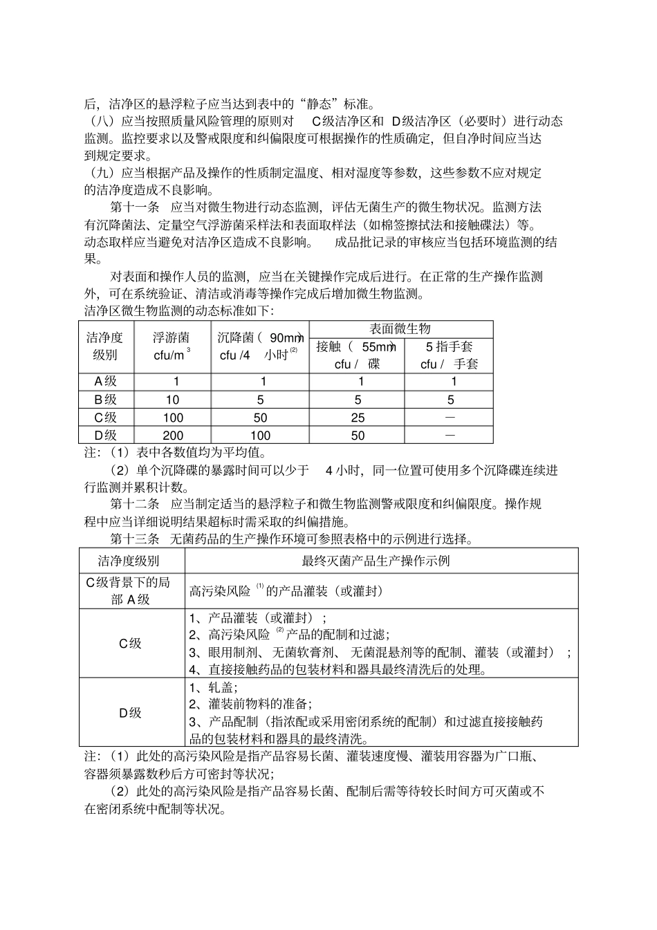 新版GMP车间洁净度级别及监测_第2页