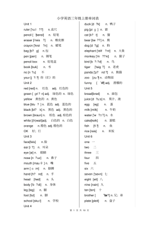新版PEP小学英语6年级单词表讲解