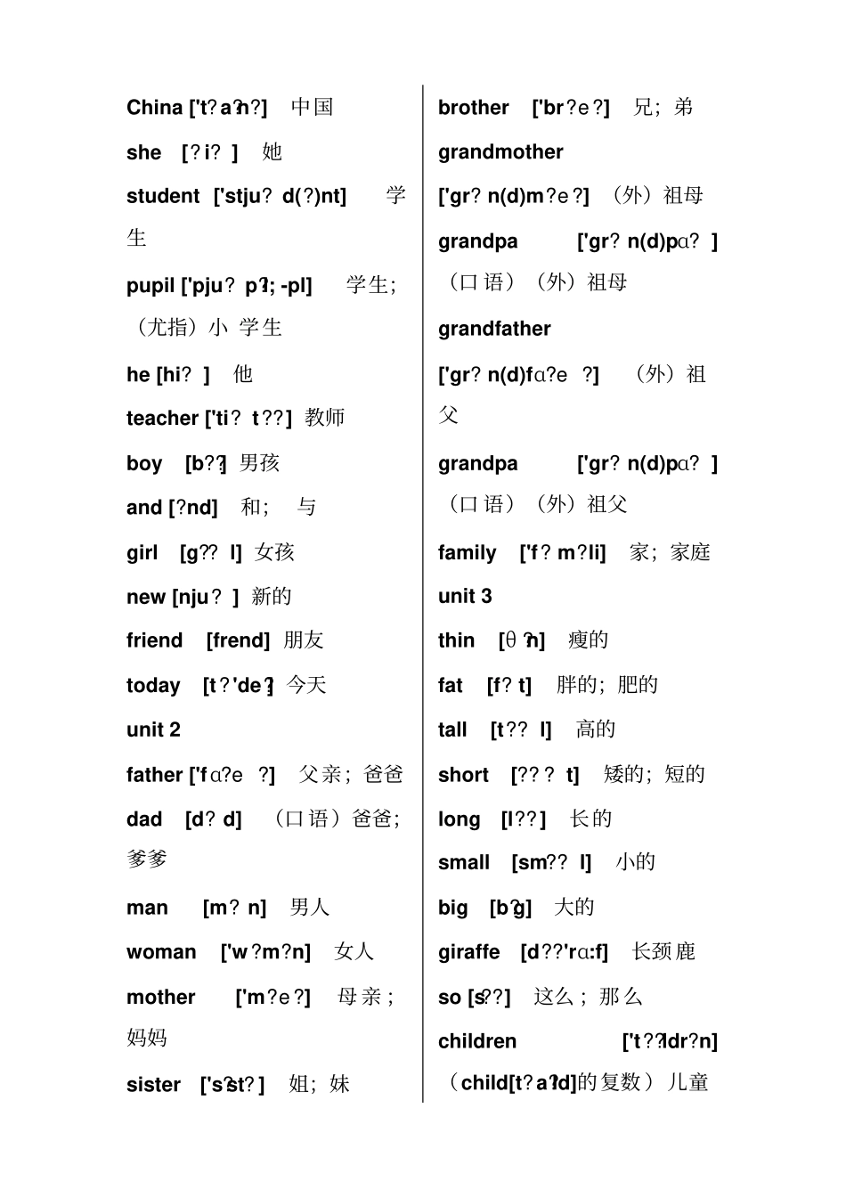 新版PEP小学英语-级单词表表达表_第3页