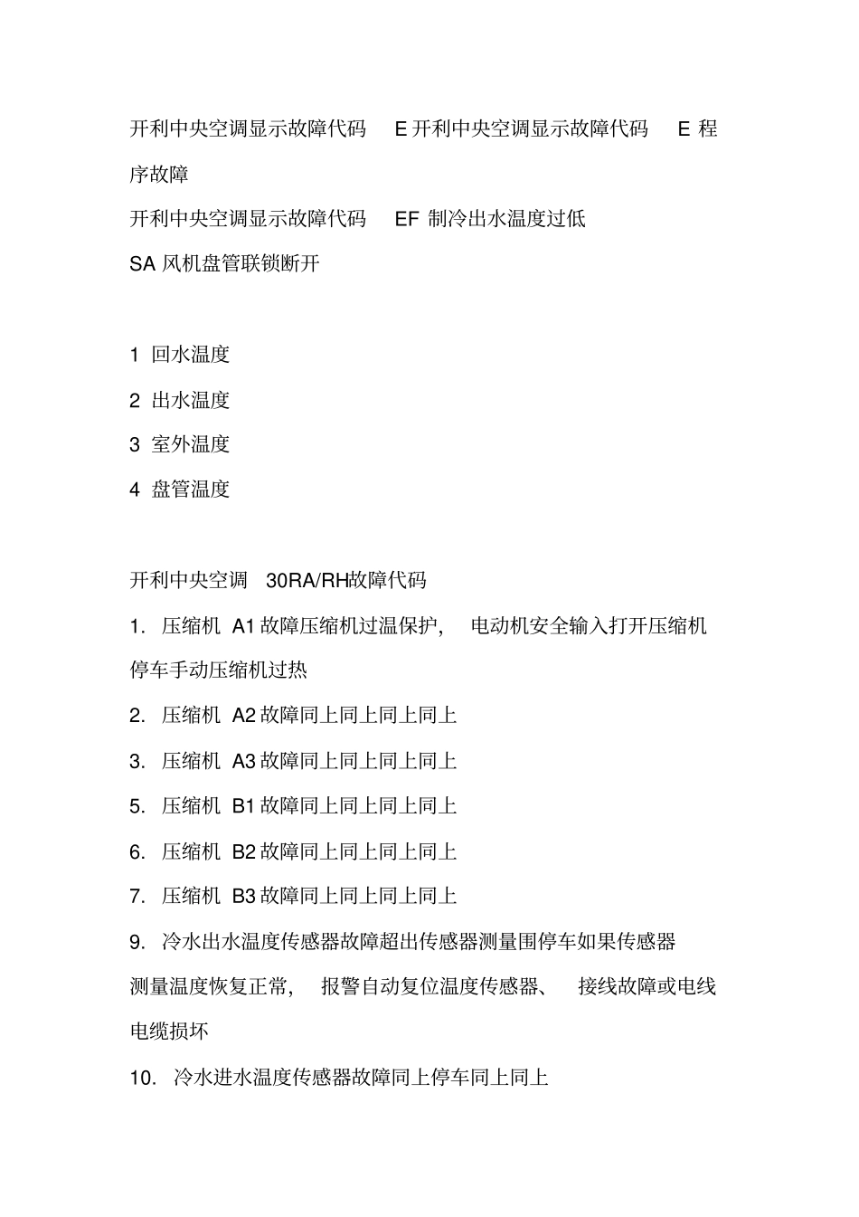 新版开利空调故障代码表速查_开利中央空调故障代码解释排除_开利中央空调故障代码表资料大全_第2页