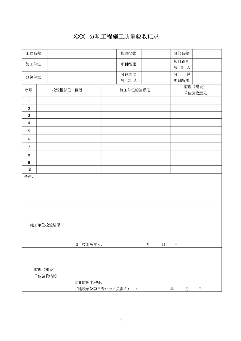 新版政工程施工与质量验收规范表格_第2页