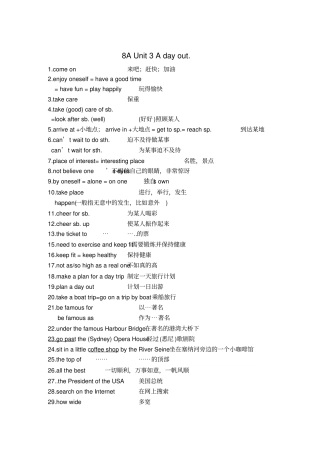 新版译林版8AUnit3Adayout知识点总结