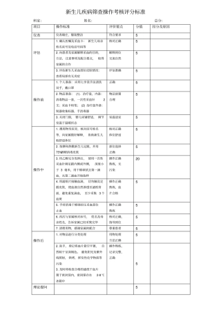 新生儿疾病筛查操作考核评分标准