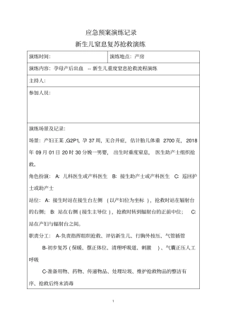 新生儿窒息复苏抢救流程演练