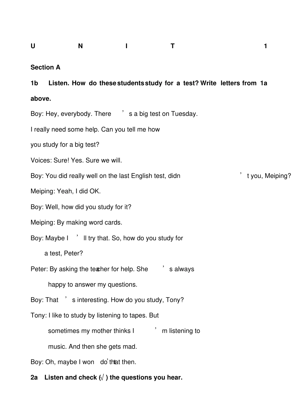 新目标九年级英语unit精选unit听力材料和翻译_第1页