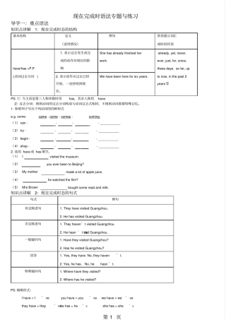 新目标八年级下UNIT10语法现在完成时态语法学案无答案-