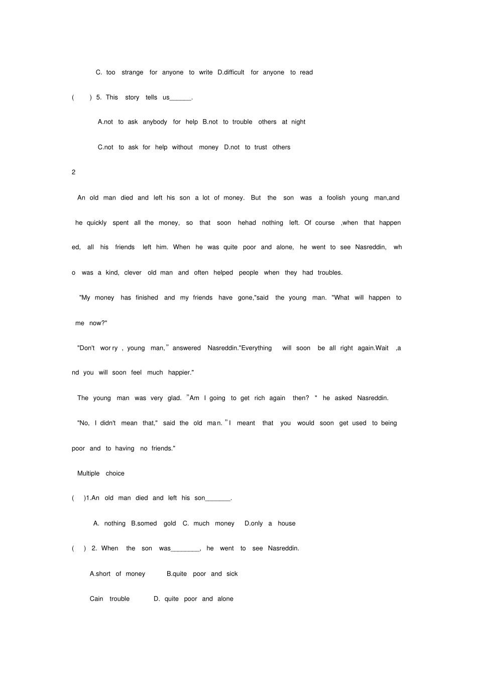 新目标八年级下学期英语阅读练习_第2页