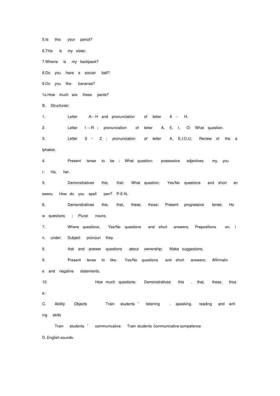 新目标英语七年级上册教学计划_第2页
