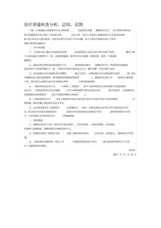 新编医疗质量检查分析、总结、反馈的工作记录名师精品