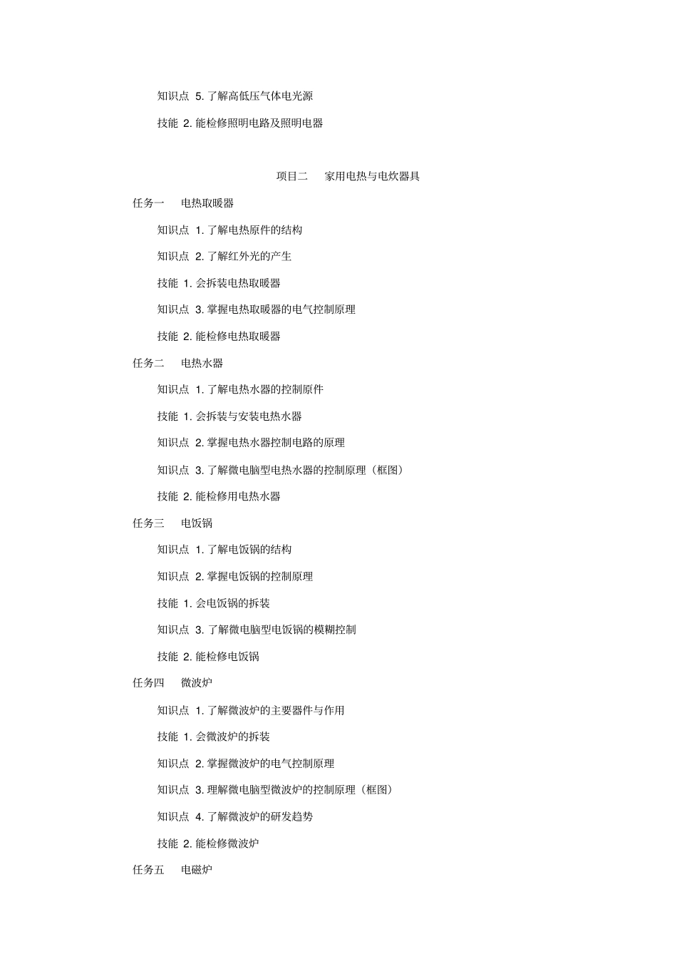 新编家用电器维修项目教程课程标准_第3页