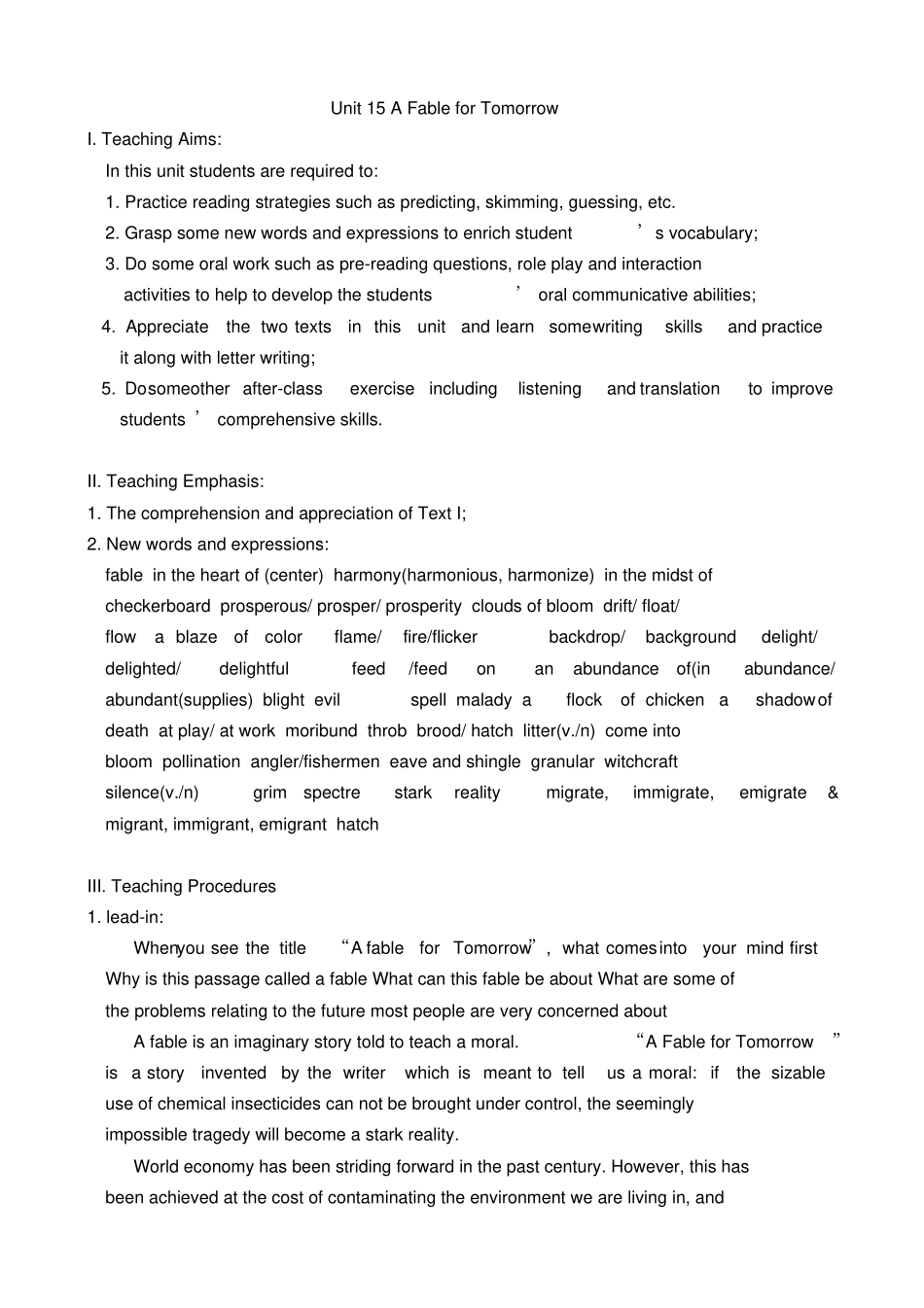 新编英语教程3unit15afablefortomorrow_第1页