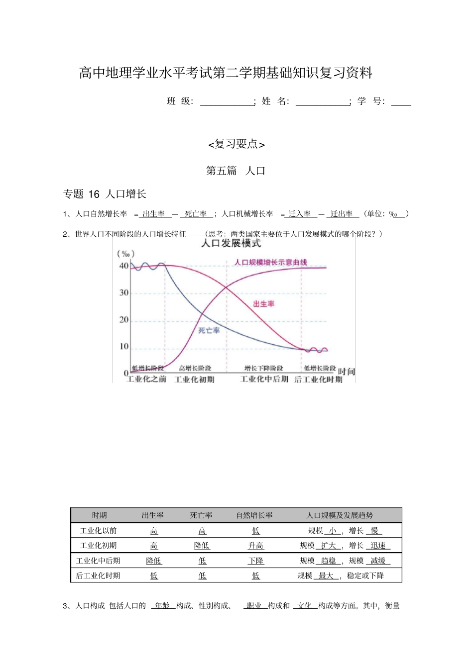 新编高中地理第二册学业水平考试复习提纲_第1页