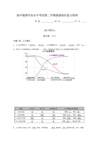 新编高中地理第二册学业水平考试复习提纲