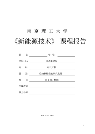 新能源_核能结课论文汇总