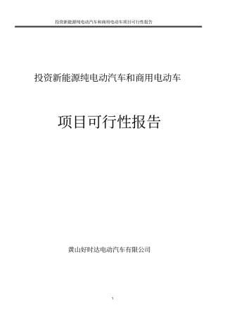 新能源纯电动汽车和商用电动车项目可行性报告