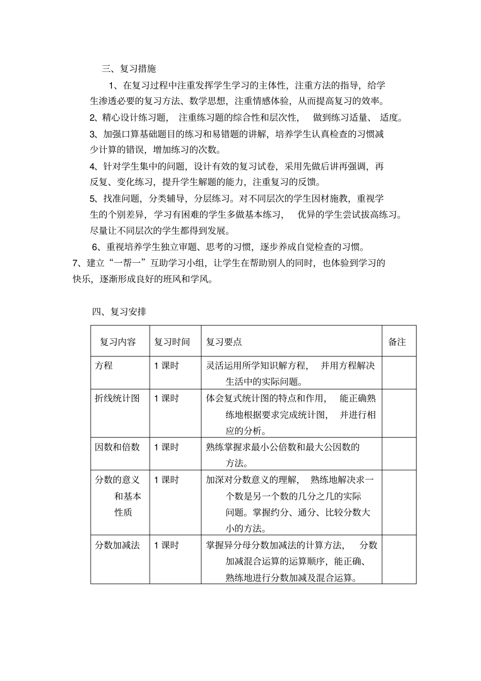 新苏教版五年级下册数学期末复习计划_第2页