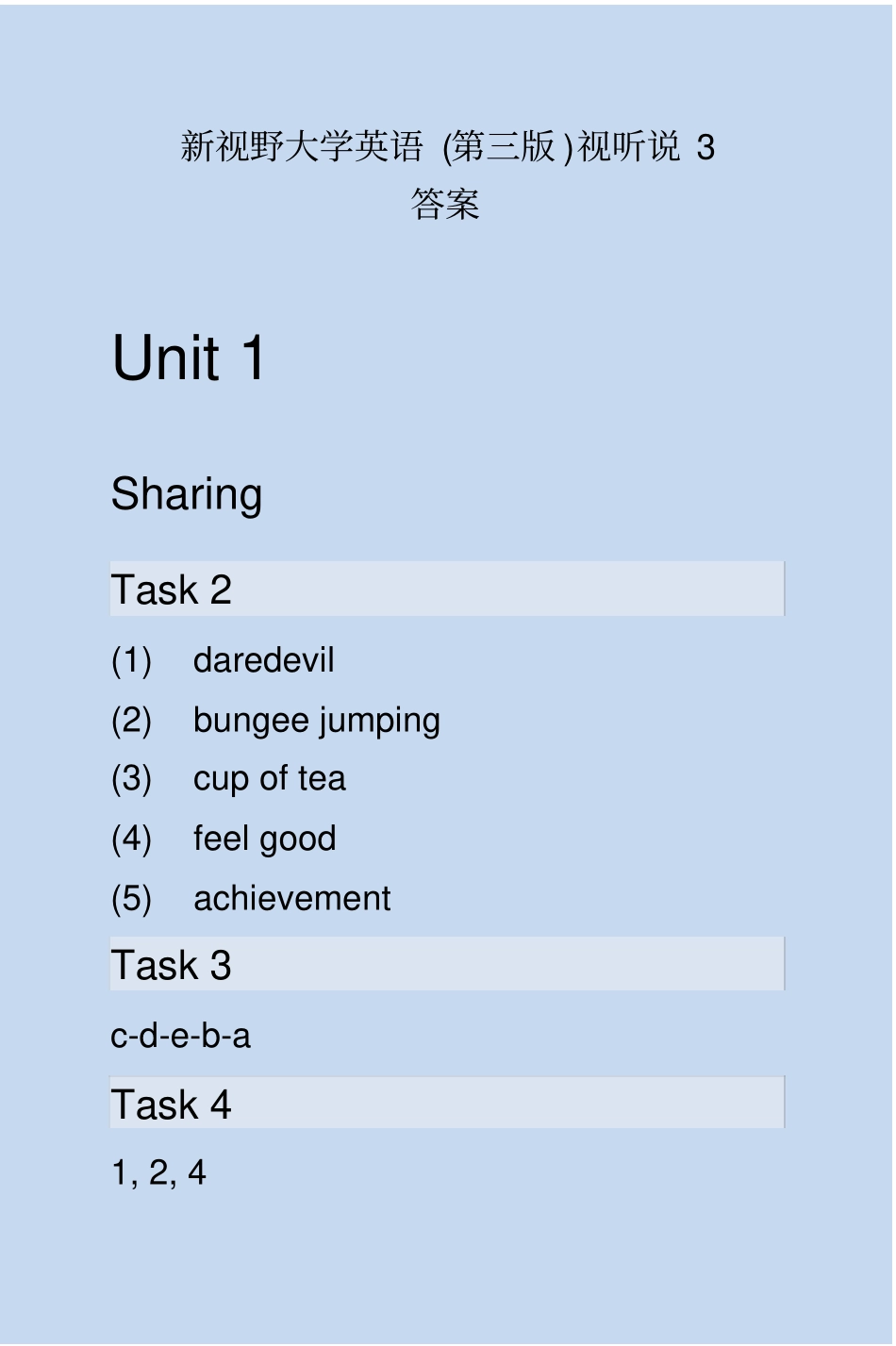 新视野大学英语第三版视听说-答案_第1页