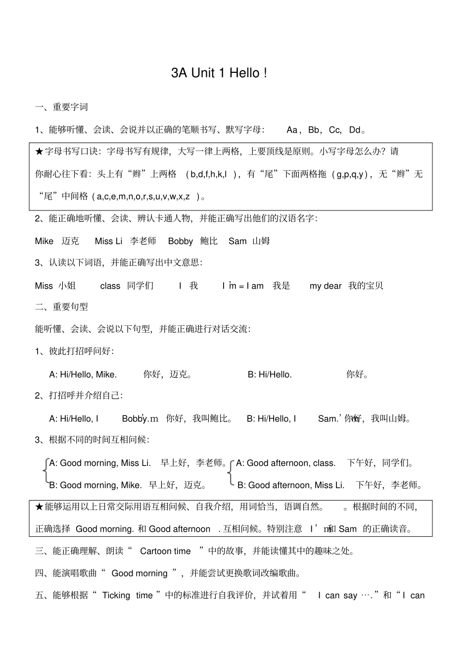 新译林英语三年级上册A知识点全_第1页