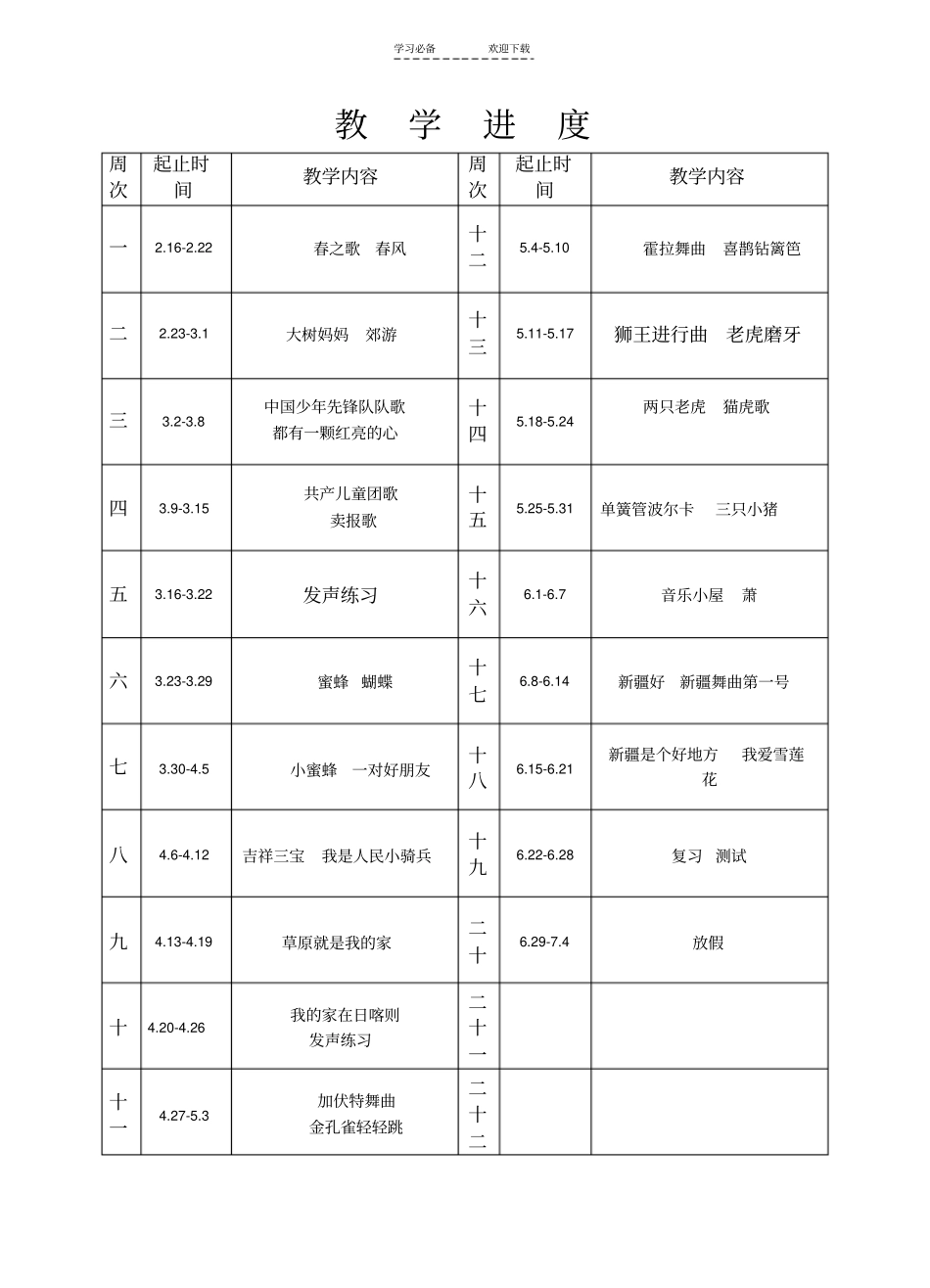 新课标人教版二年级下学期音乐教学计划_第3页
