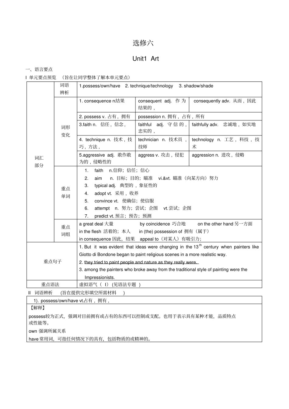 新课标人教版高中英语选修六全部教学案_第1页